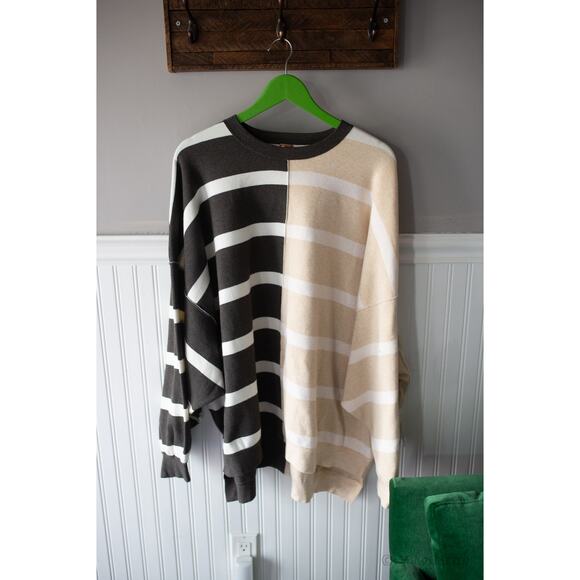 Free People Uptown Stripe Pullover Sweater Large - Picture 3 of 5